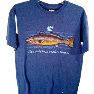 Coastal Conservation Association Fish T-Shirt Medium Gray See condition
